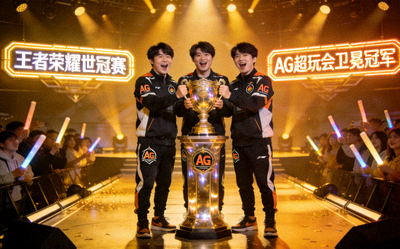 王者荣耀世冠赛AG超玩会卫冕冠军捧杯庆祝场景