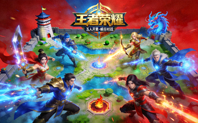 王者荣耀游戏封面图片展示移动端五人团队峡谷对战场景