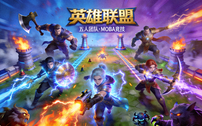 英雄联盟游戏封面图片展示五人团队MOBA竞技对战场景